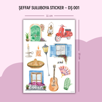 DŞ-001 Suluboya Tasarım Sticker