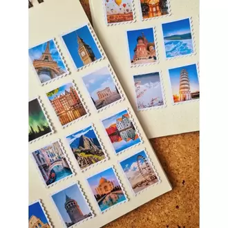 Ülkeler Şehirler Kutulu Pul Sticker
