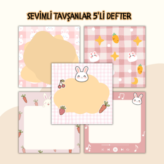 5 Seçenekli Tavşanlı Tutkallı Not Defteri