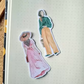 Suluboya Tasarımlı Kız Sticker