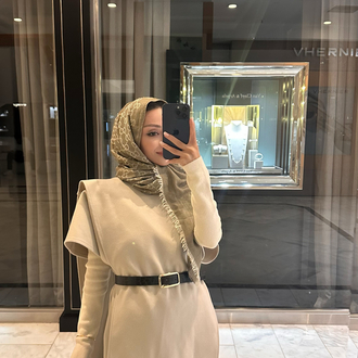Beige Flow Kemerli Şal Panço