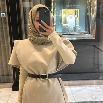 Beige Flow Kemerli Şal Panço
