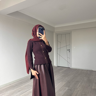 Bordo Deri Etekli Takım