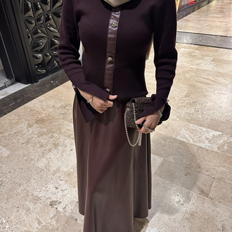 Bordo Deri Etekli Takım