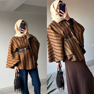 CAMEL ÇİZGİLİ PANÇO