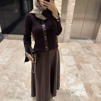 Bordo Deri Etekli Takım