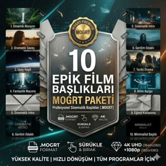 Premiere Pro İçin 10'lu Epik Film Başlıkları MOGRT Paketi