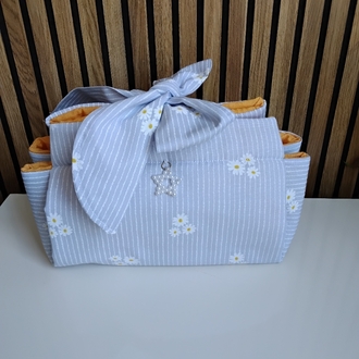 Çiçek Desenli & İnci Detaylı Kumaş Organizer