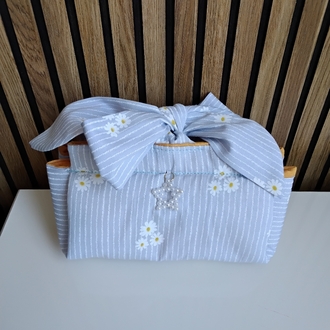 Çiçek Desenli & İnci Detaylı Kumaş Organizer