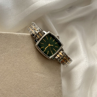 Silver vintage saat (yeşil kadran)