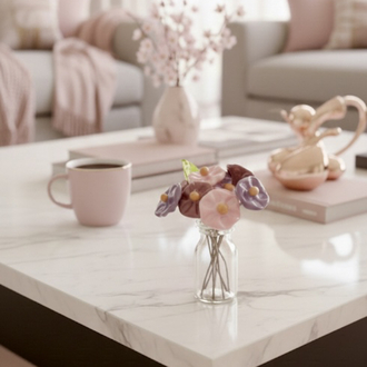 Murano Pembe Cam Çiçekler
