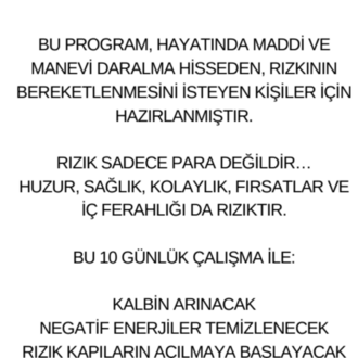 “10 GÜNLÜK RIZIKBEREKET ARTIRMAPROGRAMI”