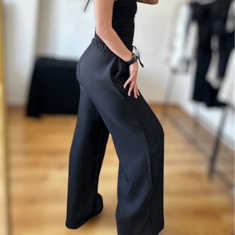 Siyah Sofia Keten Pantalon 