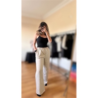 Bej Sofia Keten Pantalon