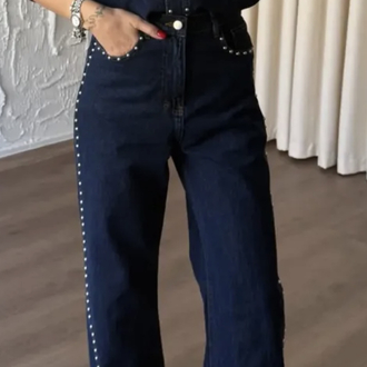 Taşlı Denim Takım