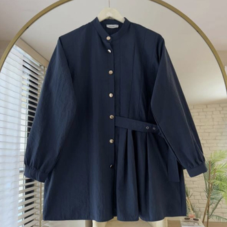 Oversize Paraşüt Kumaş Kuşaklı Gömlek