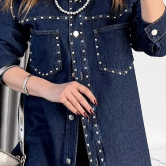 Taşlı Denim Takım