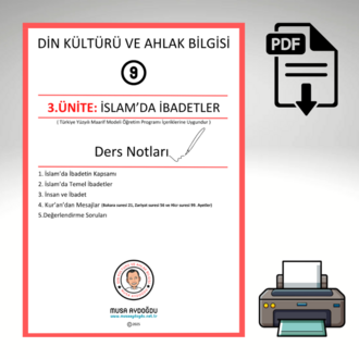 9.Sınıf 3.Ünite: İslam'da İbadetler-Ders Notu-Etkinlik-CA-Maarif Modeli