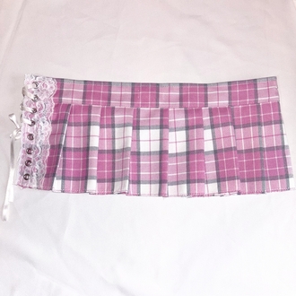 Dolly Up • Mini Pembe Ekose Etek