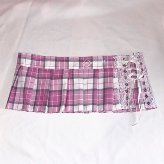 Dolly Up • Mini Pembe Ekose Etek