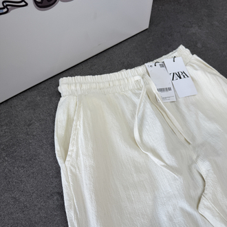 Zara Ham Keten Pantolon | Beyaz
