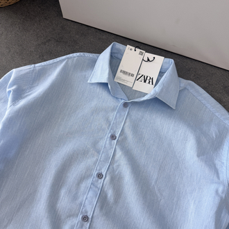 Zara Ham Keten Relax Fit Gömlek | Bebe Mavi