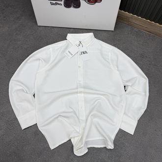 Zara Premium Soft Dokulu Gömlek | Beyaz