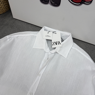 Zara Ham Keten Relax Fit Gömlek | Beyaz [JSFR] 