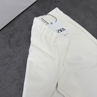 Zara Baggy Fit Pilesiz Kumaş Pantolon | Fildişi 