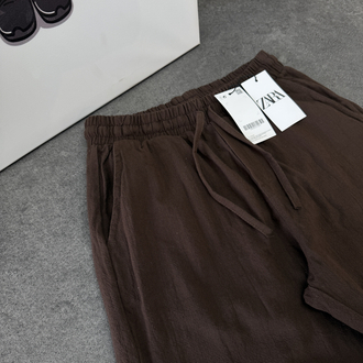 Zara Ham Keten Pantolon | Acı Kahve