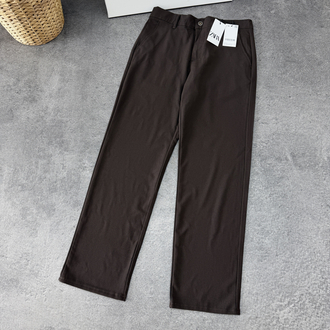 Zara Baggy Fit Pilesiz Kumaş Pantolon | Kahverengi 