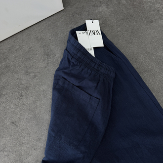 Zara Ham Keten Pantolon | Lacivert