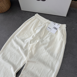Zara Ham Keten Pantolon | Beyaz