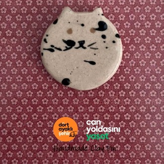 El yapımı seramik kedi broş-4