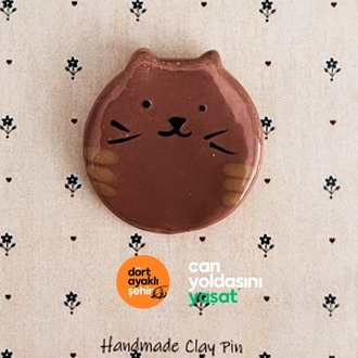 El yapımı seramik kedi broş-6