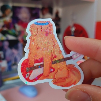 Musician Dog Holo Sticker