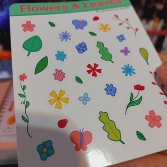 Flowers & Leaves Mini Sticker Seti