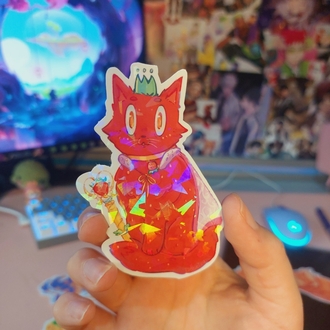 Çilek Kral Kedi Sticker