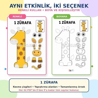 Kes-Yapıştır 2 | Sayıları Öğreniyorum | Renkli + Boyama PDF Paketi