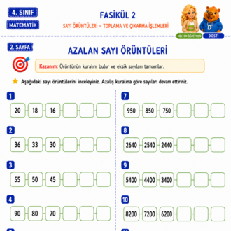 4. Sınıf Matematik Fasikül 2 | Örüntüler – Toplama ve Çıkarma İşlemleri