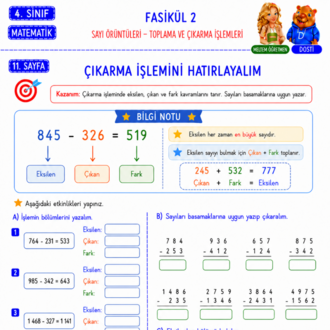 4. Sınıf Matematik Fasikül 2 | Örüntüler – Toplama ve Çıkarma İşlemleri