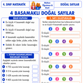 Dosti’nin Matematik Macerası | 4. Sınıf Matematik Fasikül 1 | Doğal Sayılar | Dijital PDF