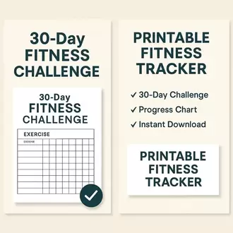 30-Day Fitness Challenge Tracker PDF – Workout Planner for Health Goals, Printable Exercise Log