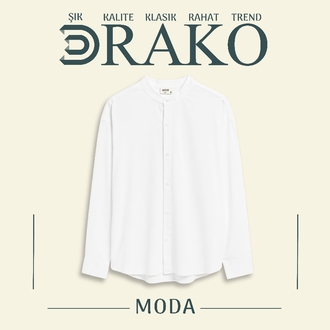 DRAKO Beyaz Hakim Yaka Gömlek