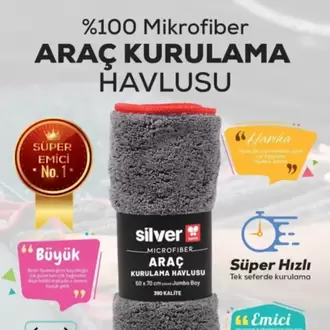 Silver Home Süper Emici Araç Kurulama Bezi 50x70 Cm - Mutfak Havlusu & Kurulama Bezi 