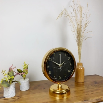 Gold Metal Mermer İlhamı Masa Saati 25×20 cm