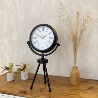Siyah Metal Mini Tripod Modern Masa Saati 45×26 cm