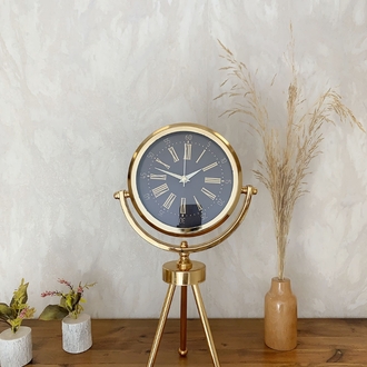 Gold Metal Mini Tripod Zarif Masa Saati 45×26 cm