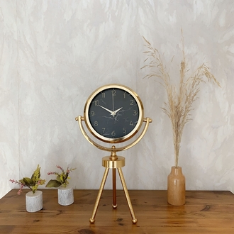 Gold Metal Mini Tripod Mermer İlhamı Masa Saati 45×26 cm