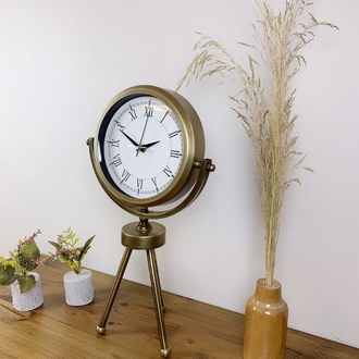 Eskitme Metal Mini Tripod Vintage Masa Saati 45×26 cm